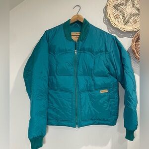 Powder River Outfitters by Panhandle Slim Puffer Coat Teal Turquoise Blue Medium